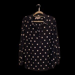 LOFT Plus Navy Polka Dot Blouse - Size 20 (small snag see photos)